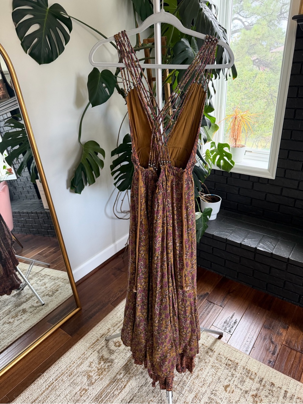 Free People Rhythm of Love Maxi Dress M Boho Floral Strappy Open Back Festival - Picture 6 of 6